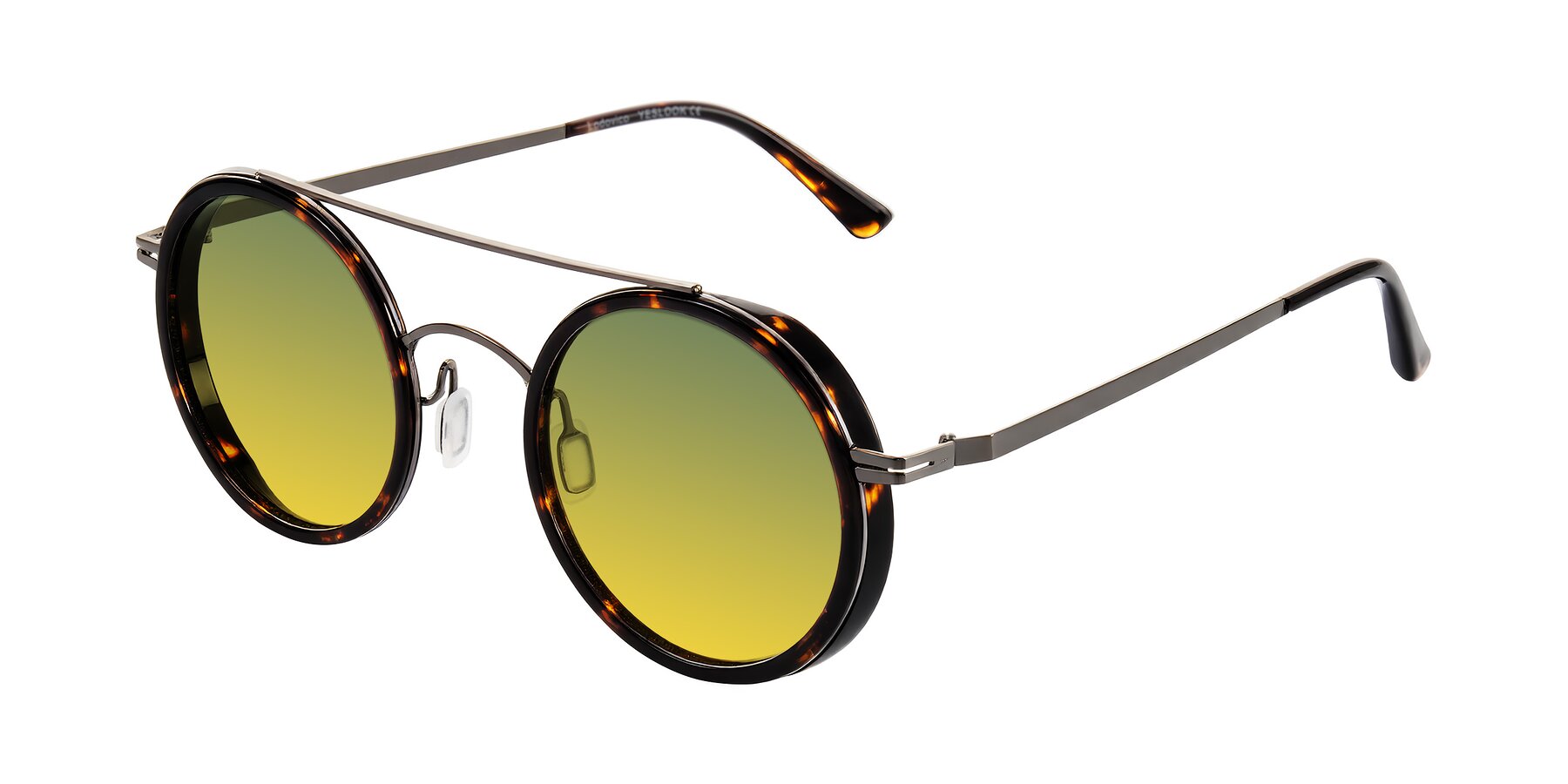 Angle of Lodovico in Tortoise with Green / Yellow Gradient Lenses