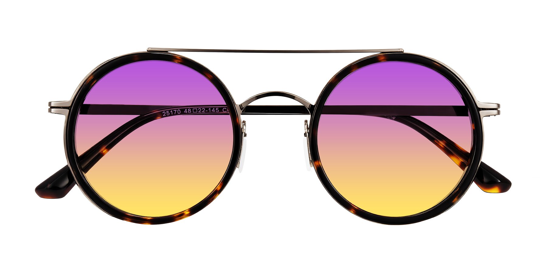 Folded Front of Lodovico in Tortoise with Purple / Yellow Gradient Lenses