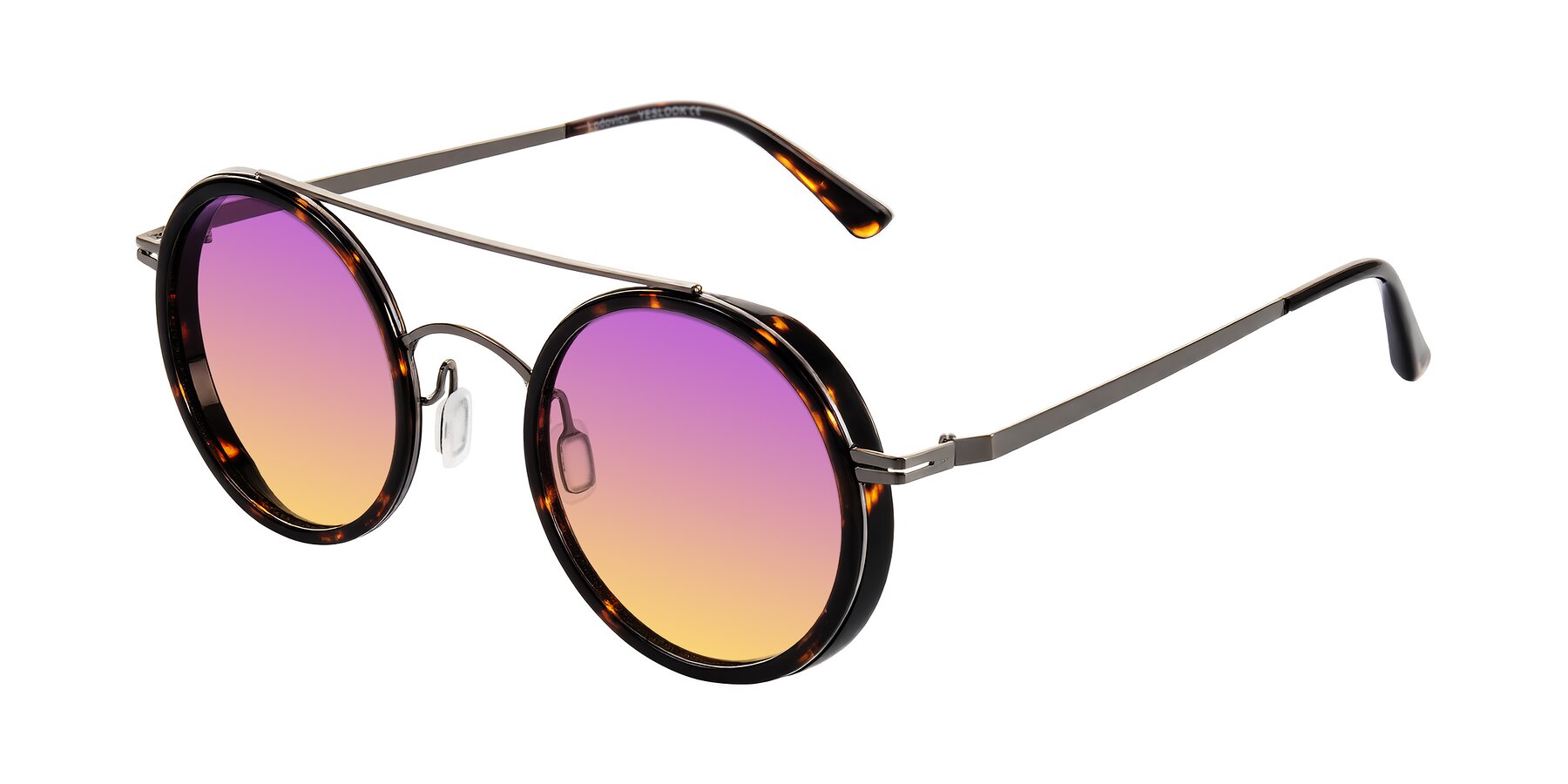 Angle of Lodovico in Tortoise with Purple / Yellow Gradient Lenses