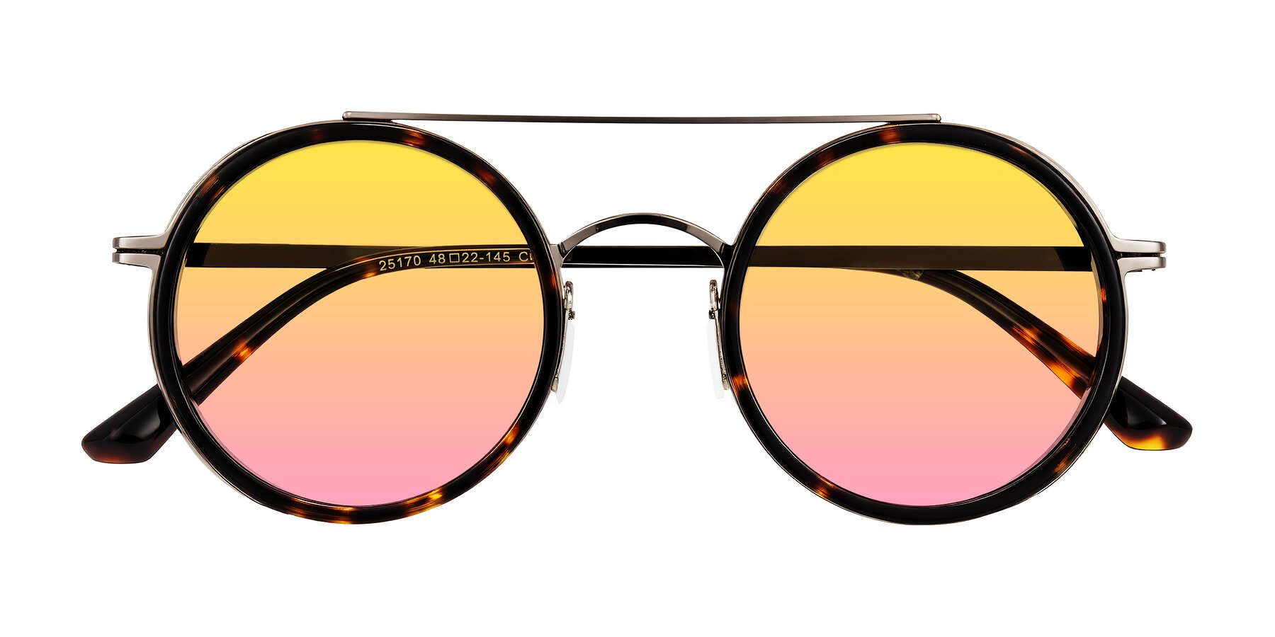 Folded Front of Lodovico in Tortoise with Yellow / Pink Gradient Lenses