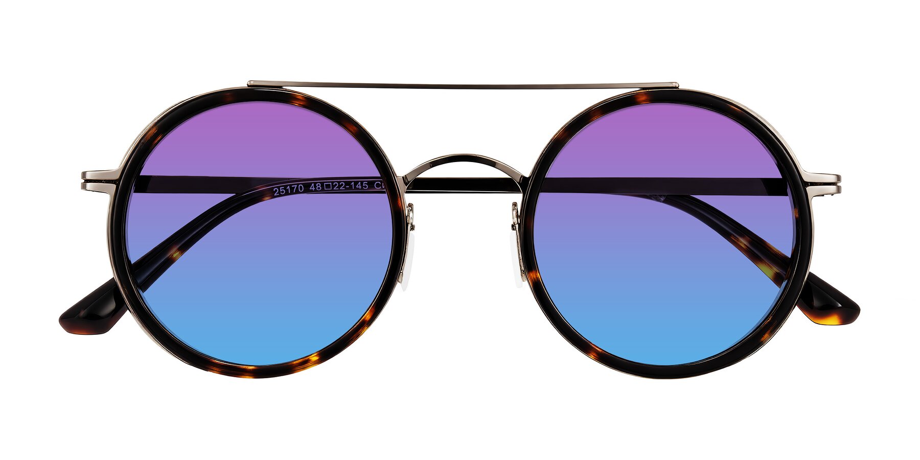 Folded Front of Lodovico in Tortoise with Purple / Blue Gradient Lenses