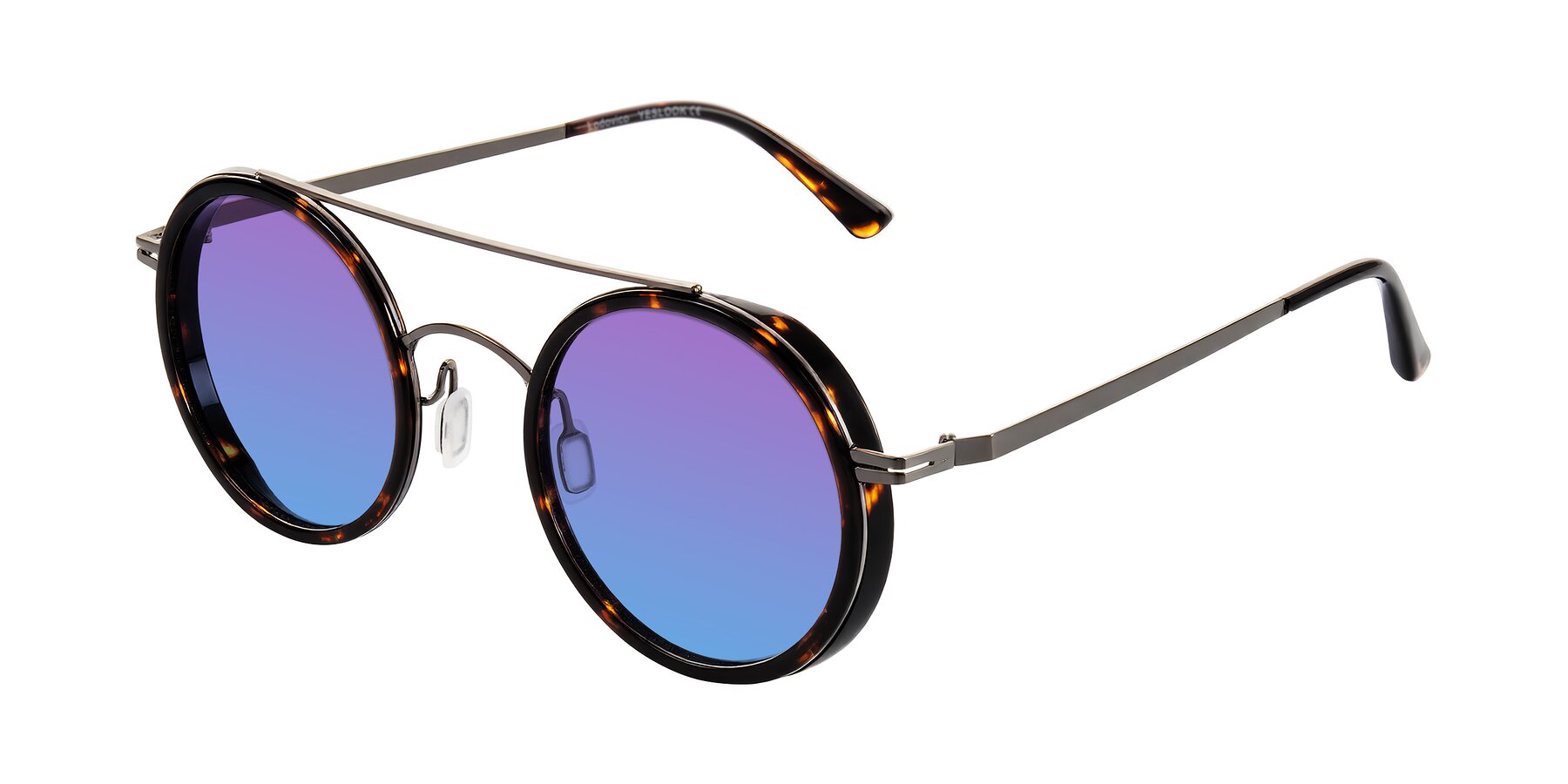 Angle of Lodovico in Tortoise with Purple / Blue Gradient Lenses