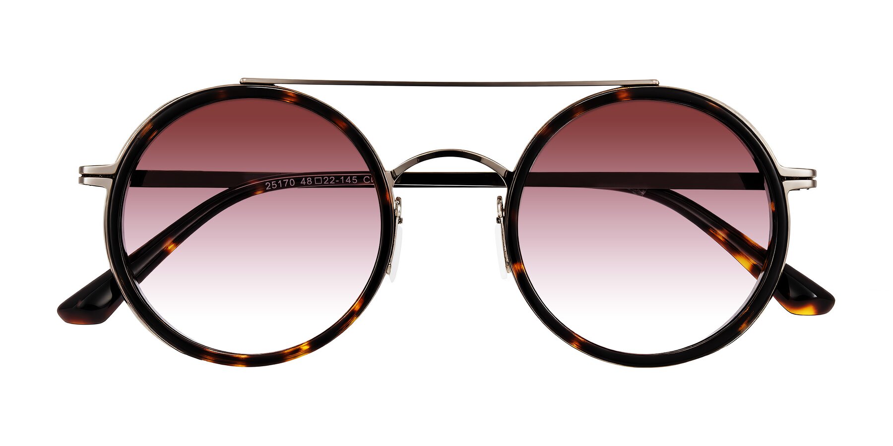 Folded Front of Lodovico in Tortoise with Garnet Gradient Lenses