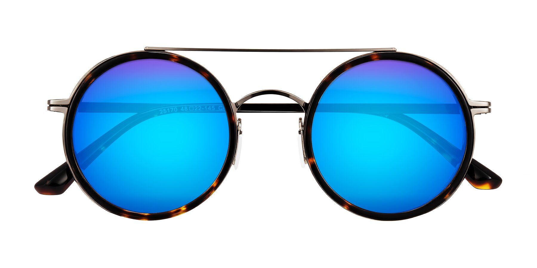 Folded Front of Lodovico in Tortoise with Blue Mirrored Lenses