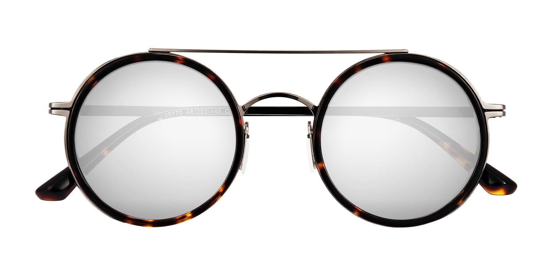 Folded Front of Lodovico in Tortoise with Silver Mirrored Lenses