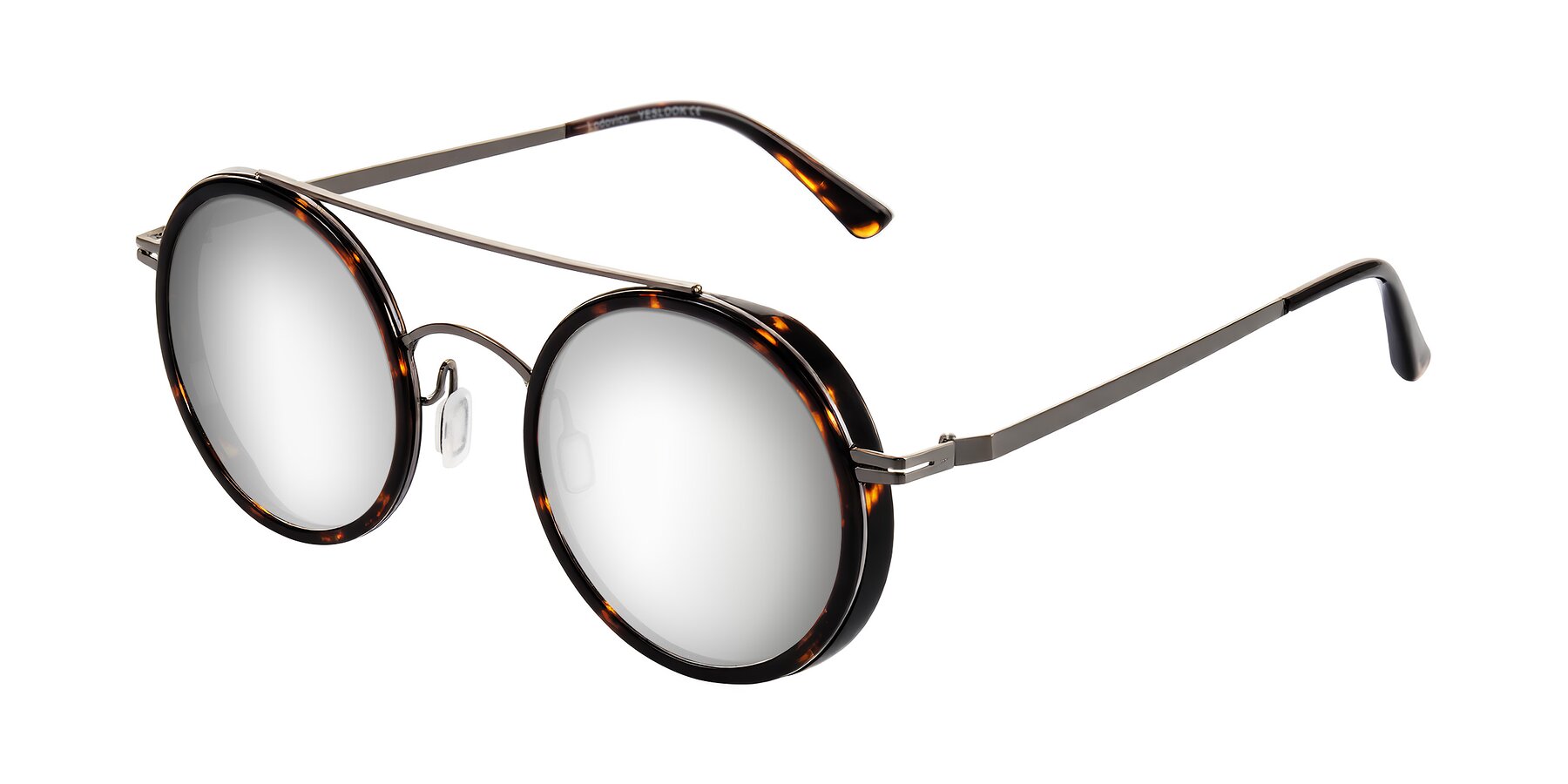 Angle of Lodovico in Tortoise with Silver Mirrored Lenses