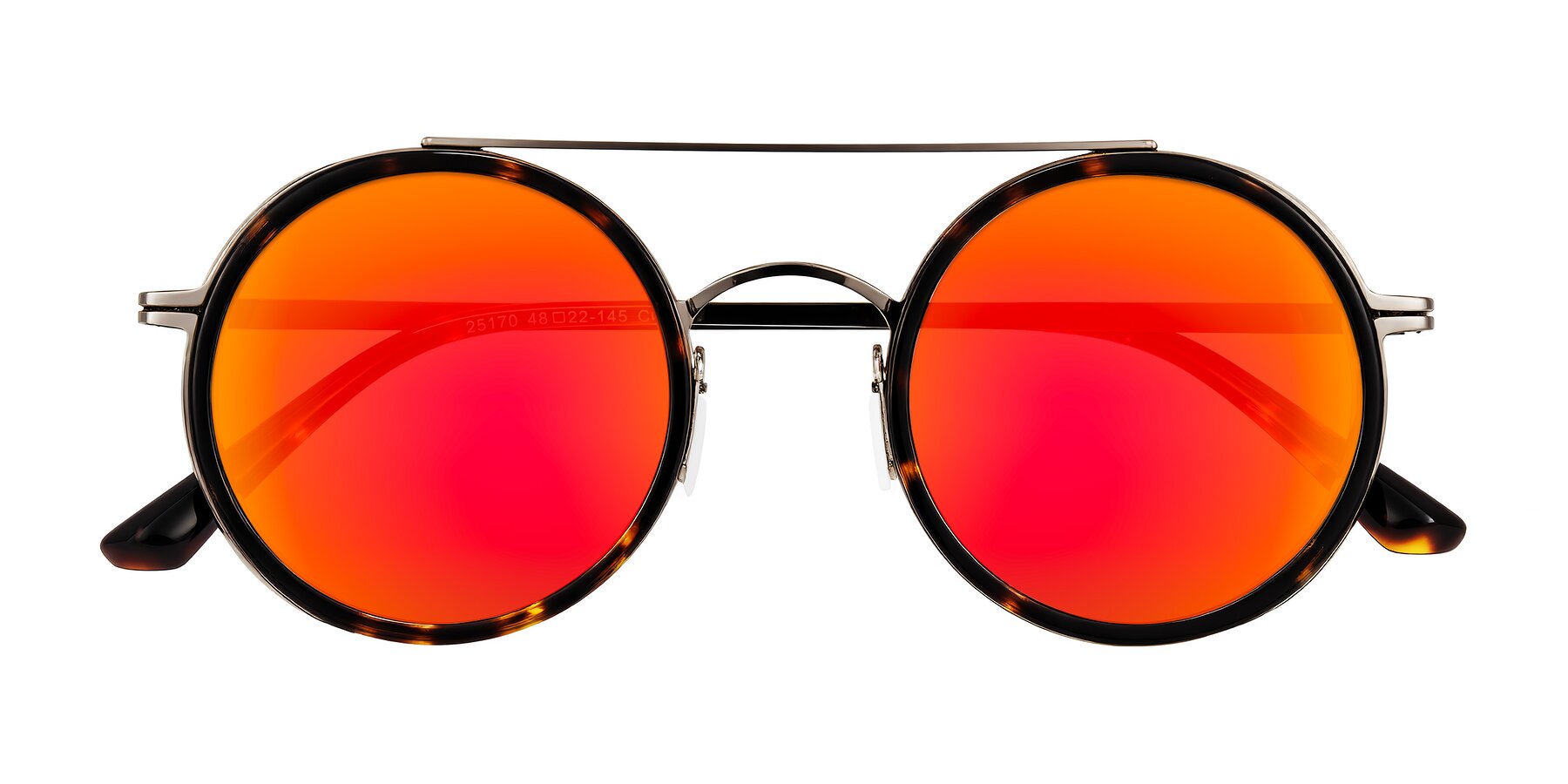 Folded Front of Lodovico in Tortoise with Red Gold Mirrored Lenses