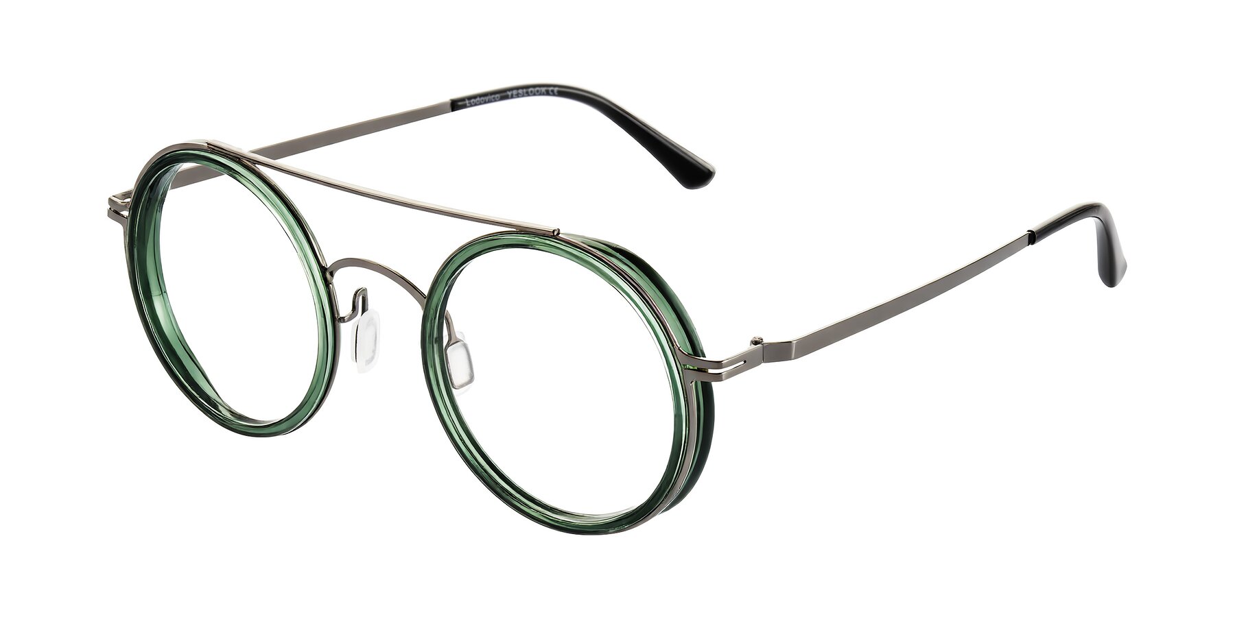 Angle of Lodovico in Transparent Green with Clear Eyeglass Lenses