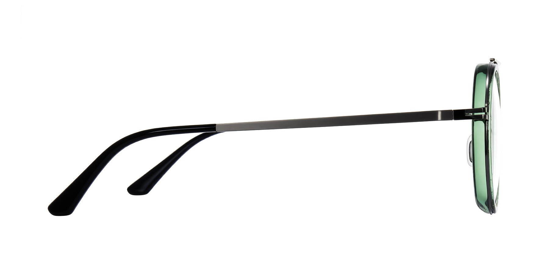 Side of Lodovico in Transparent Green with Clear Eyeglass Lenses