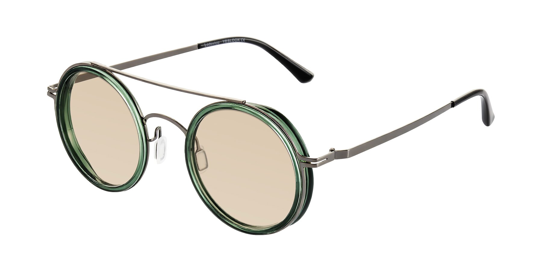 Angle of Lodovico in Transparent Green with Light Brown Tinted Lenses