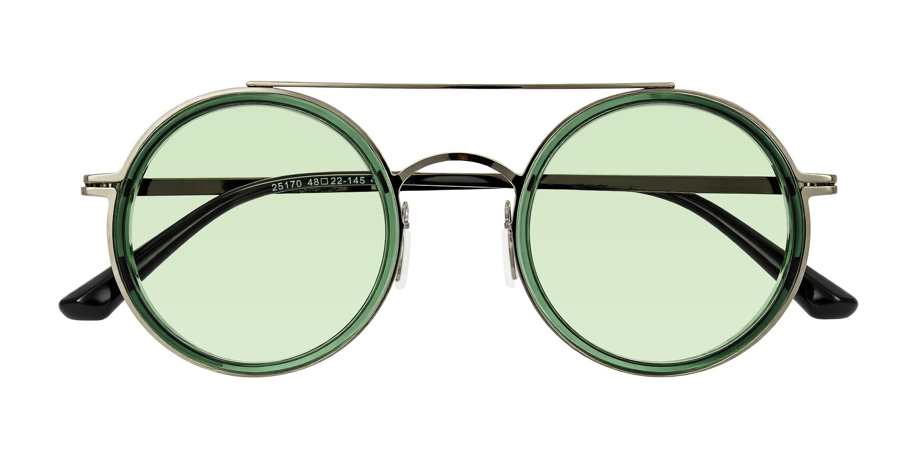 Folded Front of Lodovico in Transparent Green with Light Green Tinted Lenses