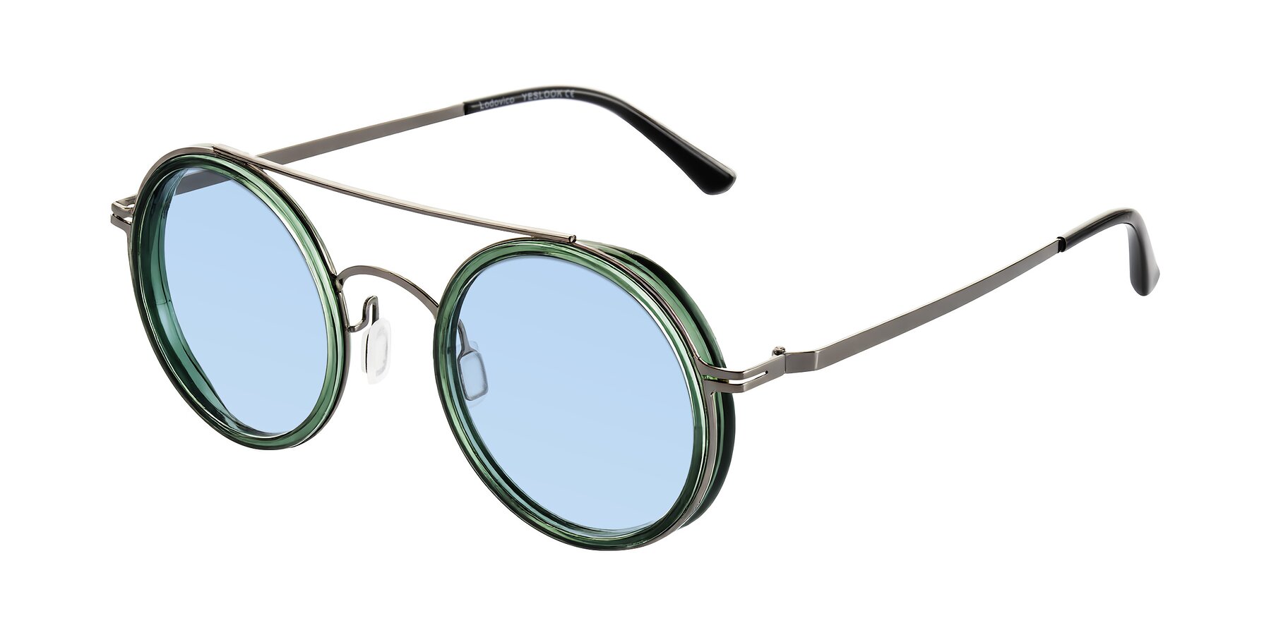 Angle of Lodovico in Transparent Green with Light Blue Tinted Lenses