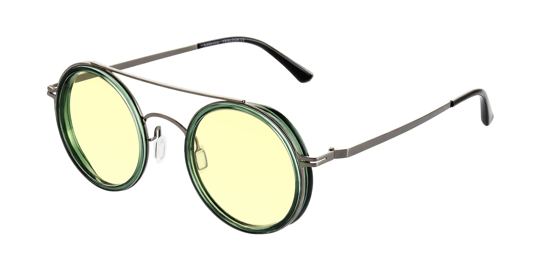 Angle of Lodovico in Transparent Green with Light Yellow Tinted Lenses