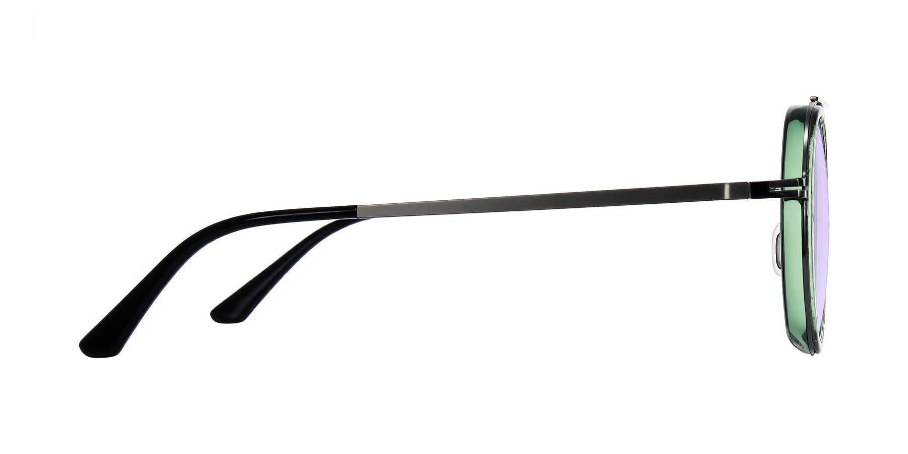 Side of Lodovico in Transparent Green with Light Purple Tinted Lenses