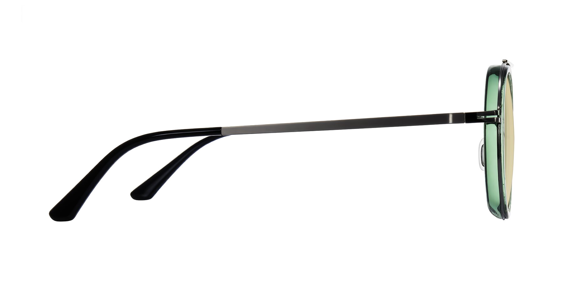 Side of Lodovico in Transparent Green with Light Champagne Tinted Lenses