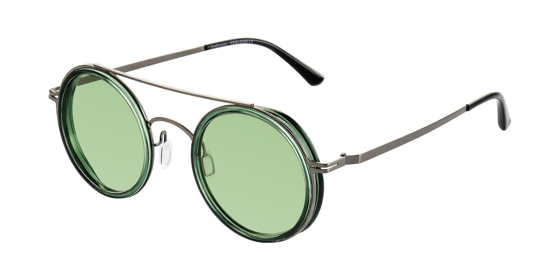 Angle of Lodovico in Transparent Green with Medium Green Tinted Lenses