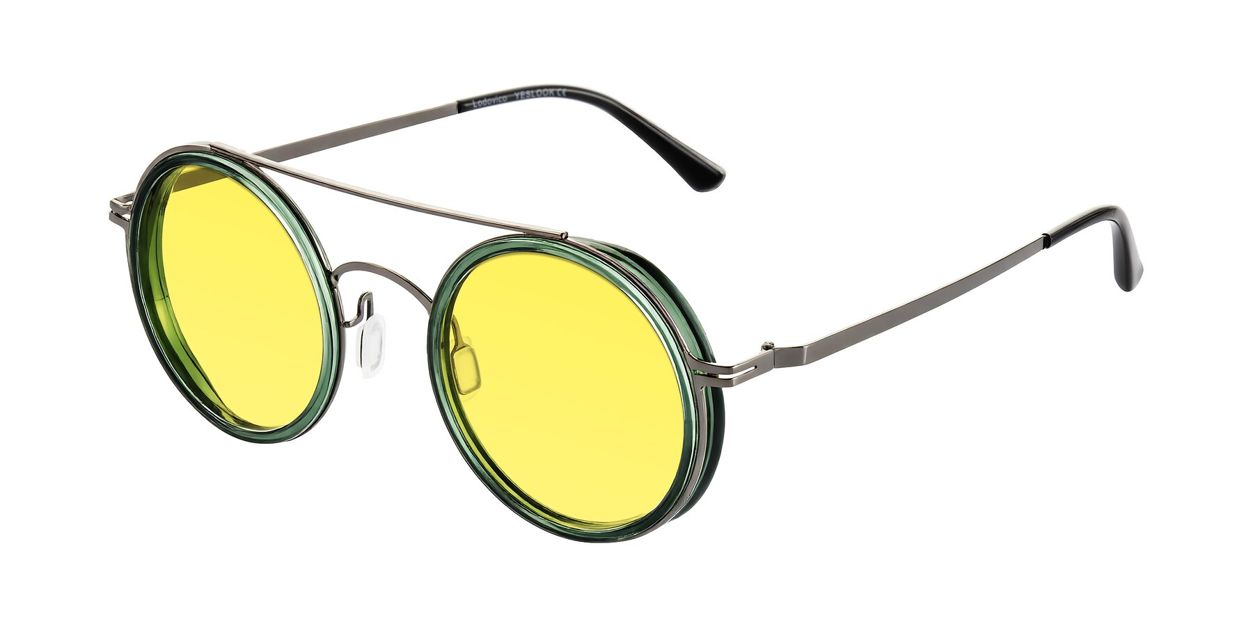 Angle of Lodovico in Transparent Green with Medium Yellow Tinted Lenses