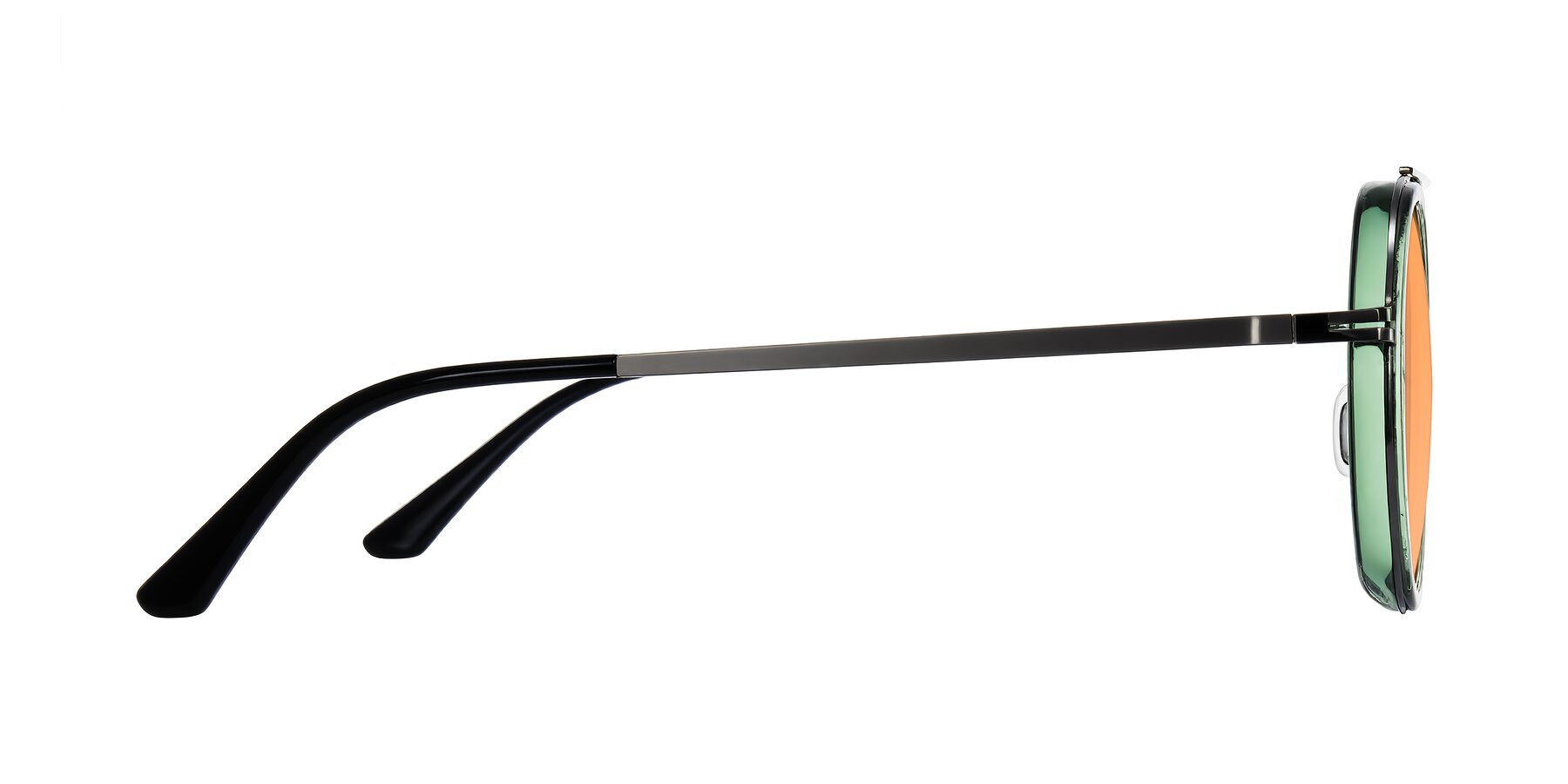 Side of Lodovico in Transparent Green with Medium Orange Tinted Lenses