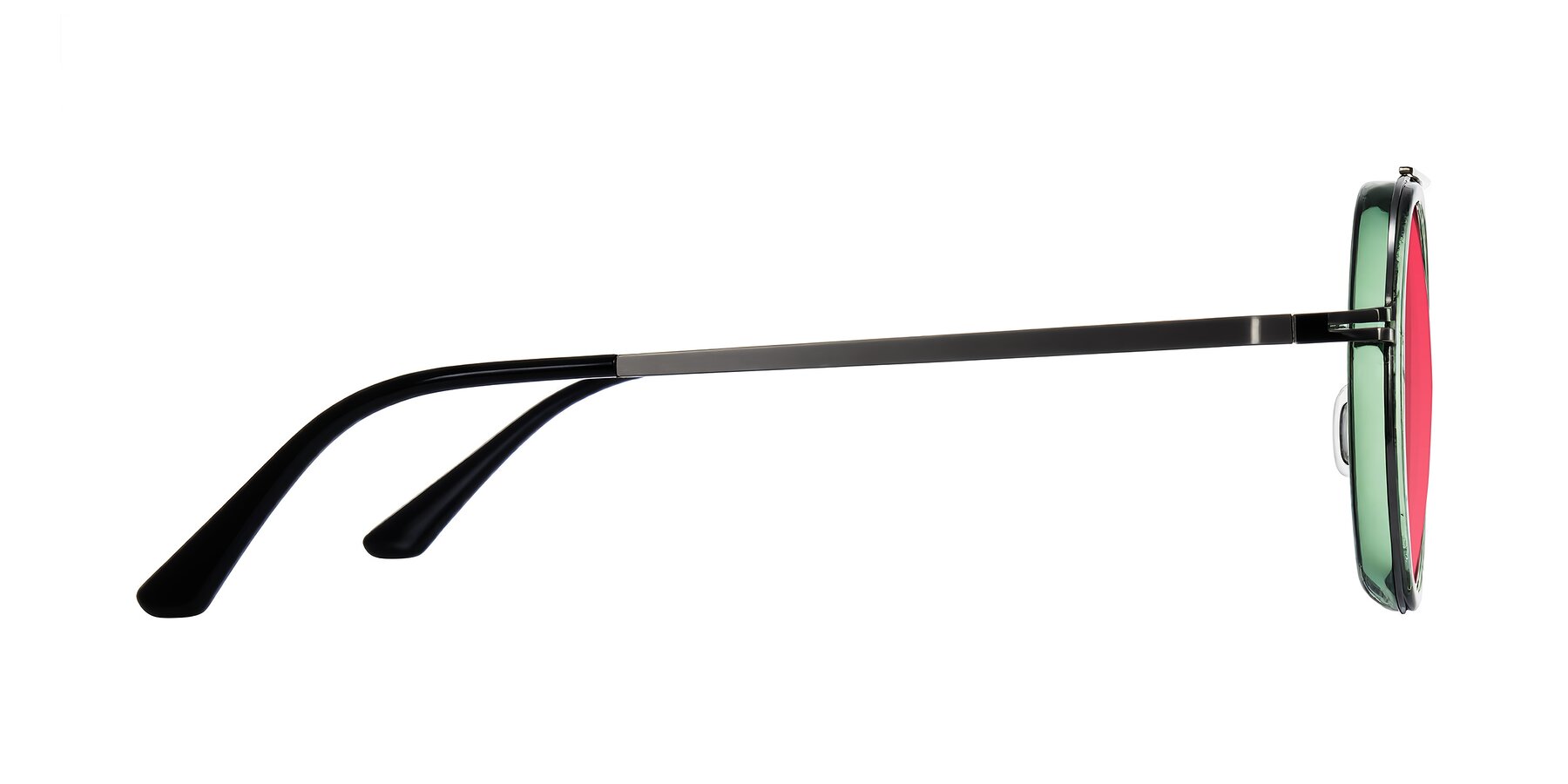 Side of Lodovico in Transparent Green with Red Tinted Lenses