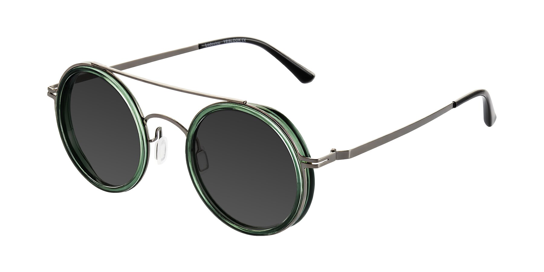 Angle of Lodovico in Transparent Green with Gray Tinted Lenses