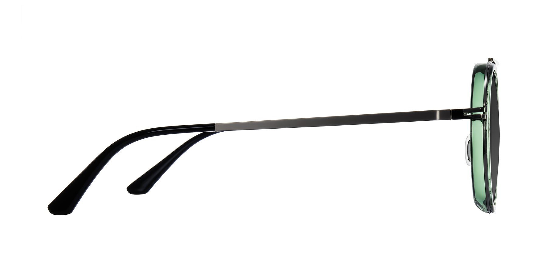 Side of Lodovico in Transparent Green with Gray Tinted Lenses