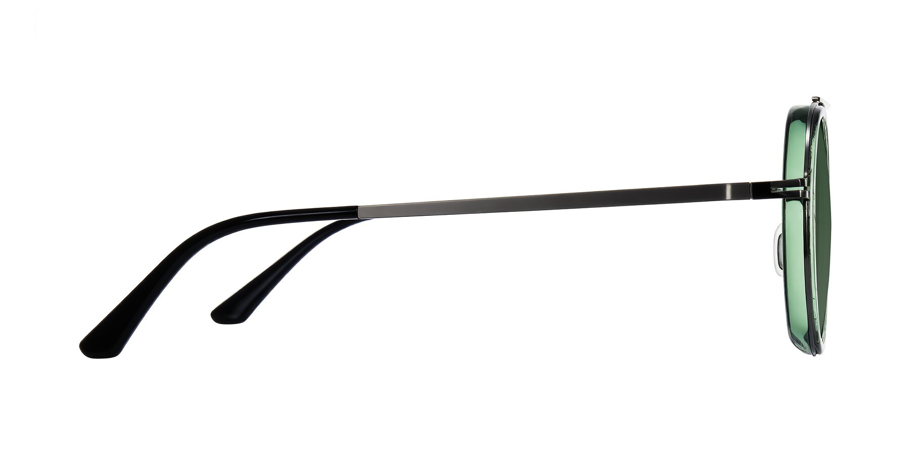 Side of Lodovico in Transparent Green with Green Tinted Lenses