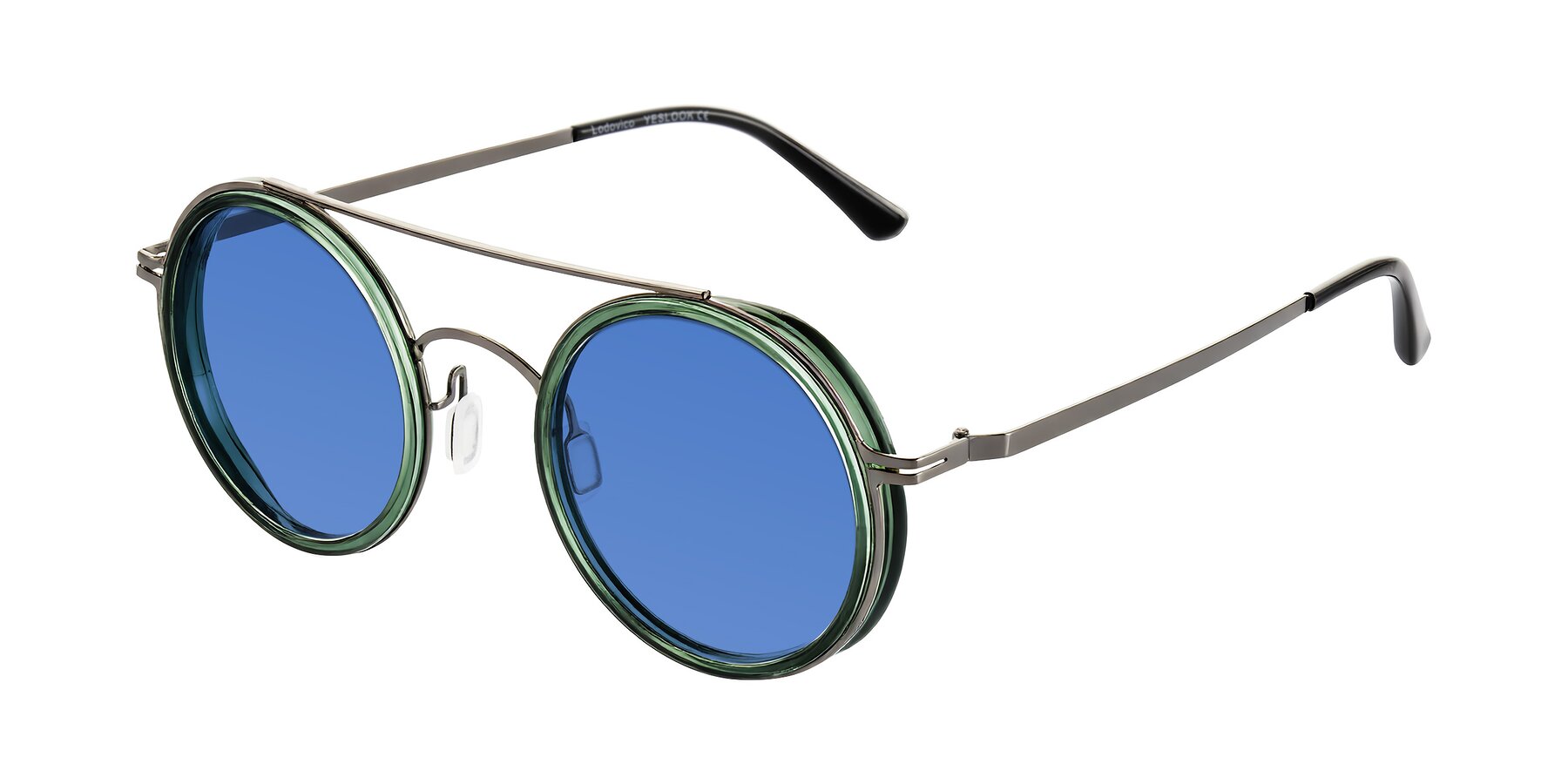 Angle of Lodovico in Transparent Green with Blue Tinted Lenses