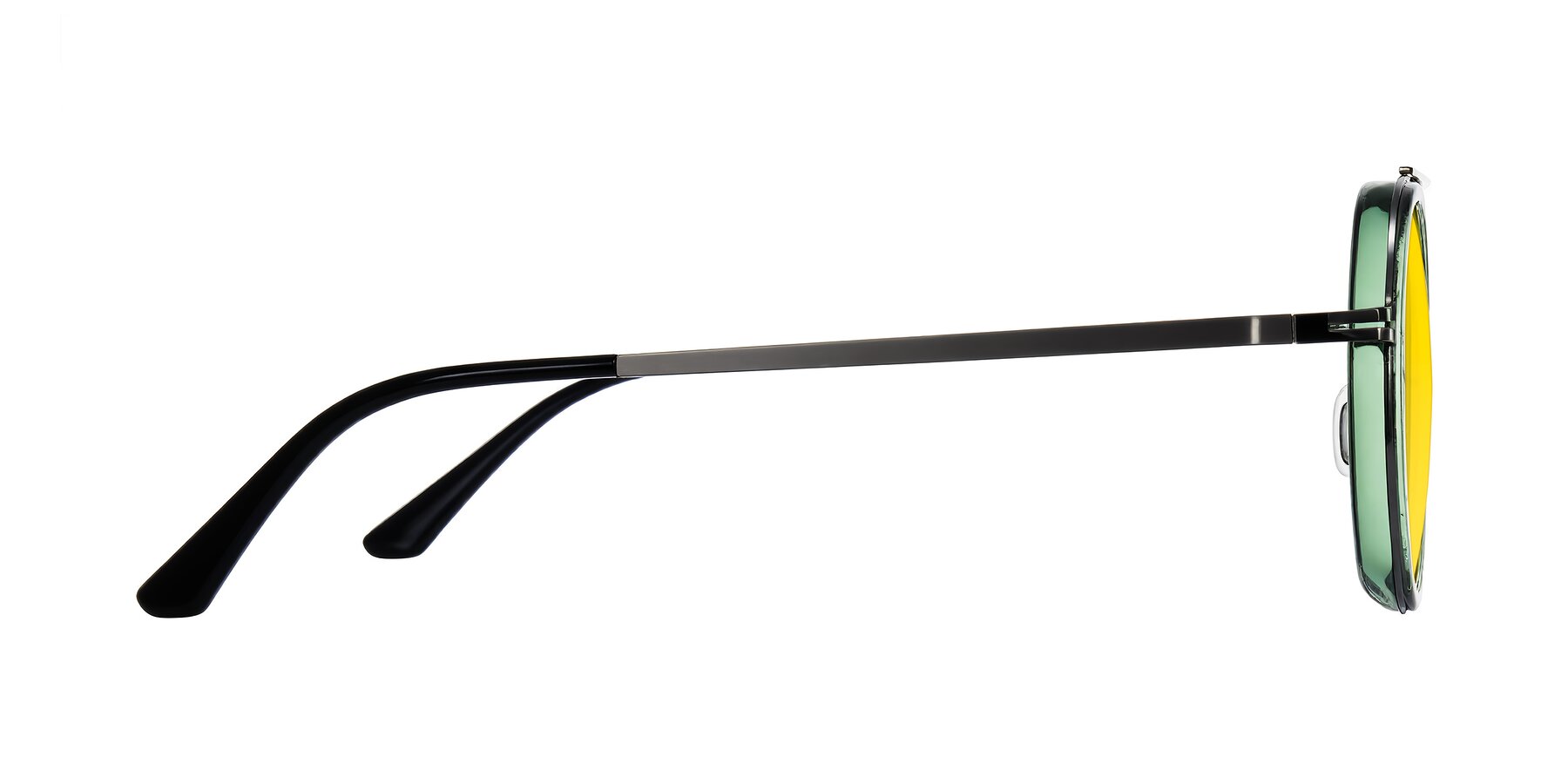 Side of Lodovico in Transparent Green with Yellow Tinted Lenses