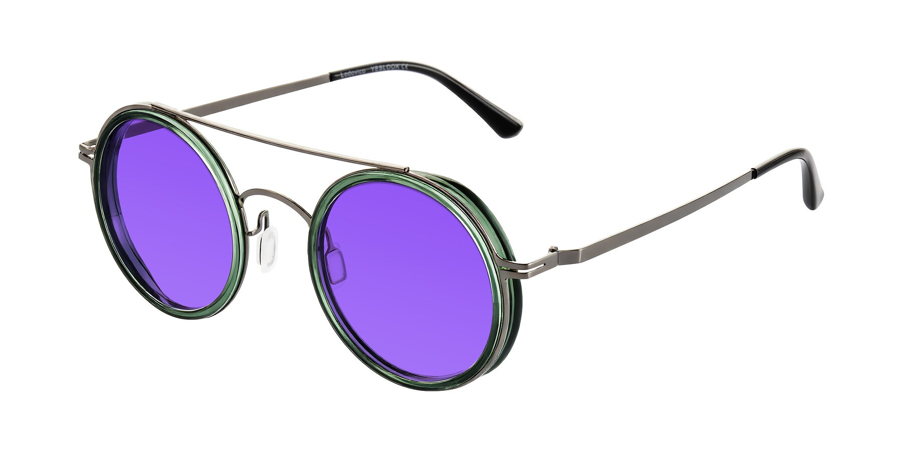 Angle of Lodovico in Transparent Green with Purple Tinted Lenses