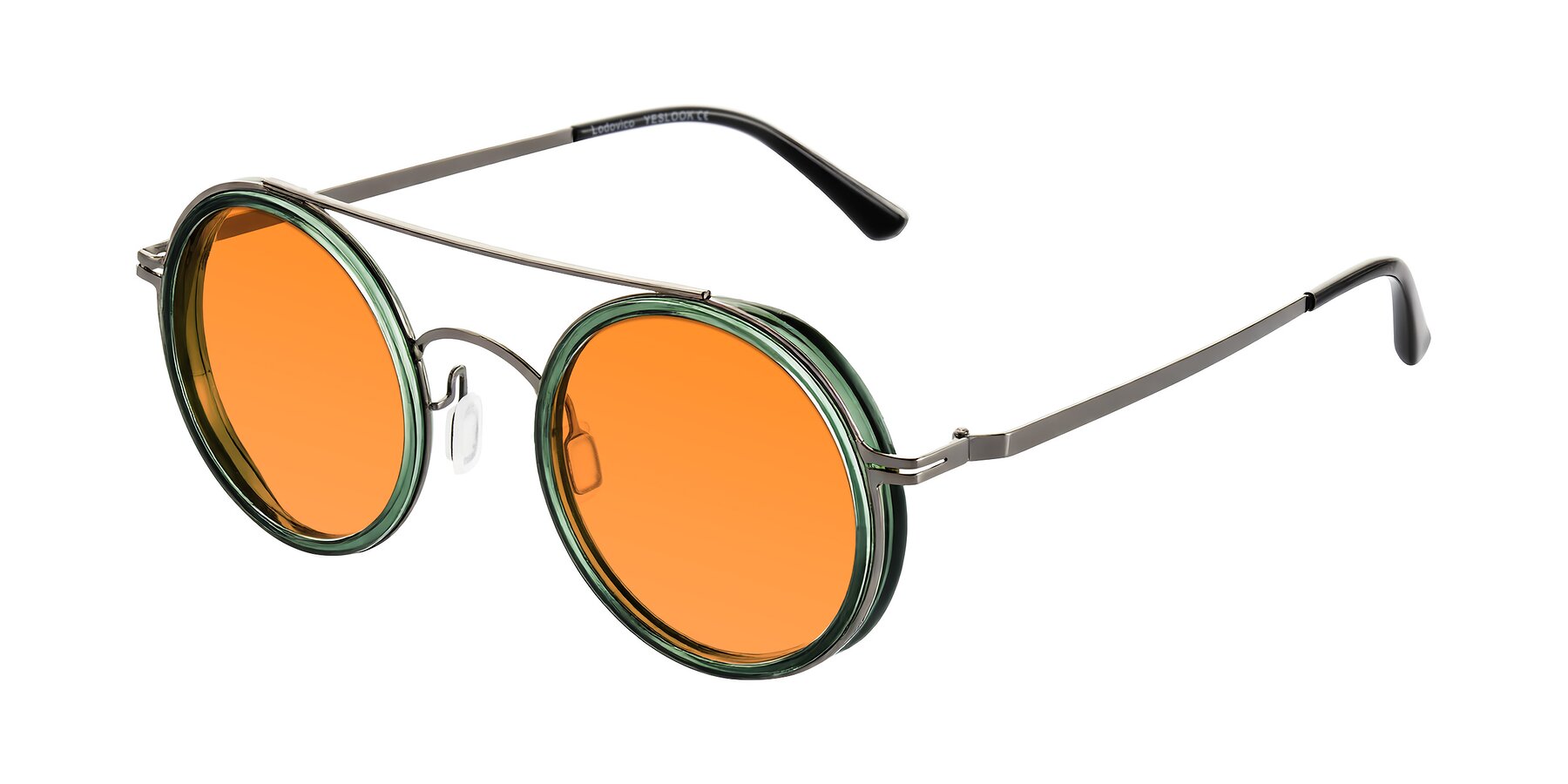 Angle of Lodovico in Transparent Green with Orange Tinted Lenses