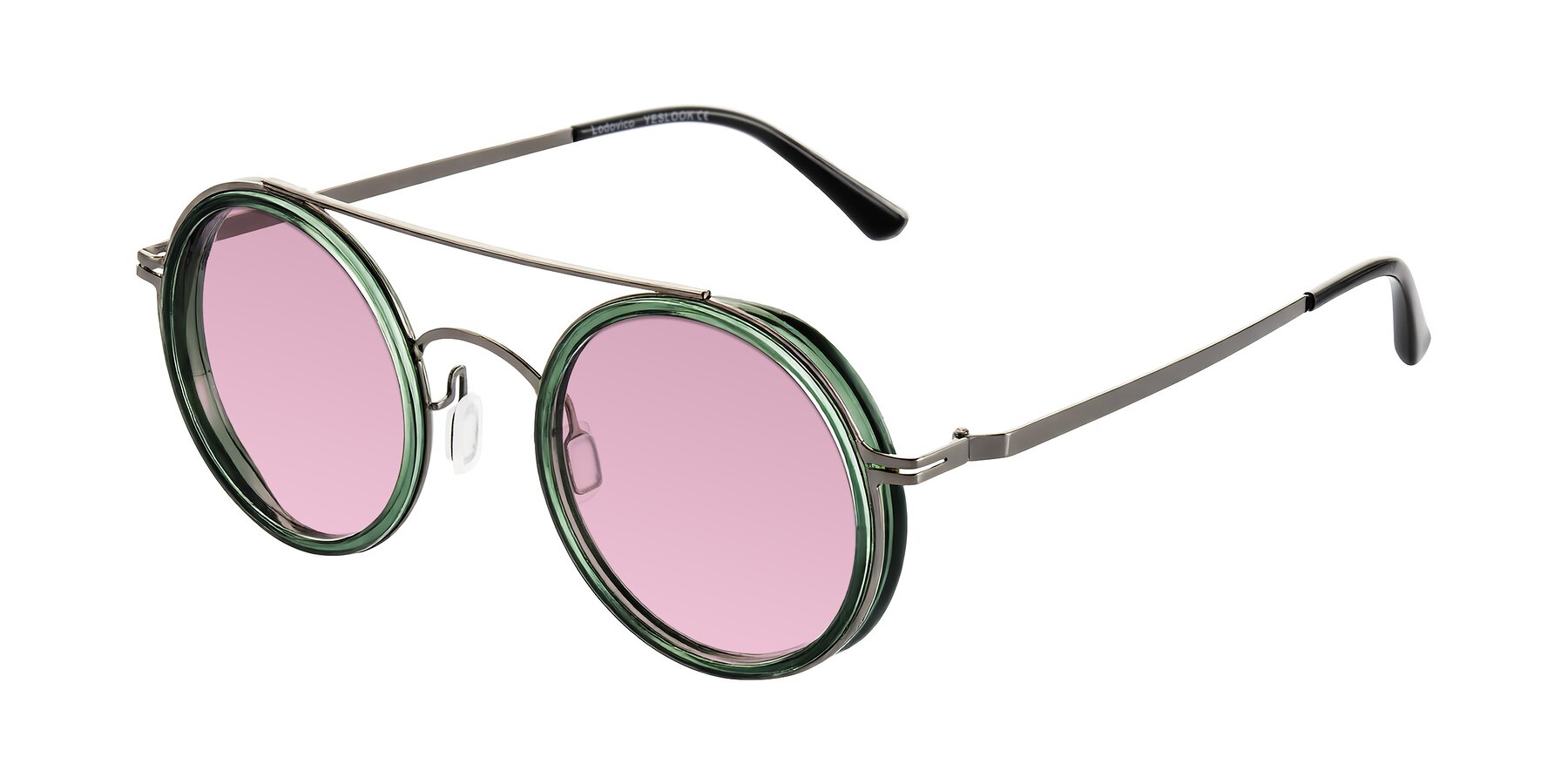 Angle of Lodovico in Transparent Green with Light Wine Tinted Lenses