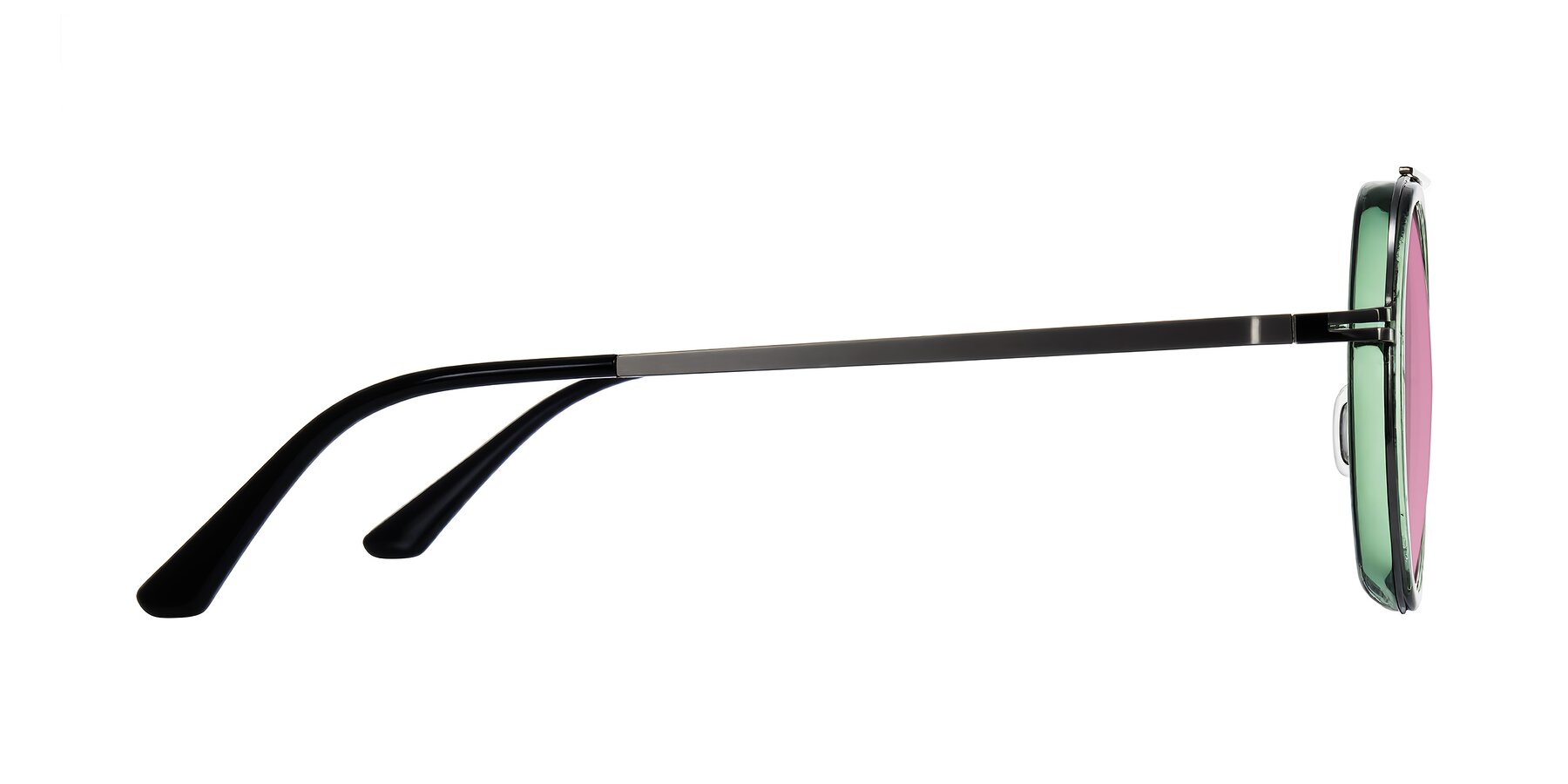 Side of Lodovico in Transparent Green with Medium Wine Tinted Lenses