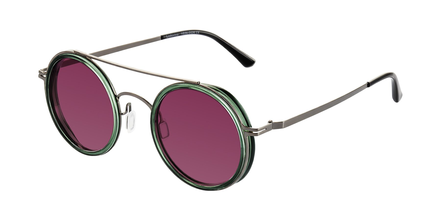 Angle of Lodovico in Transparent Green with Wine Tinted Lenses