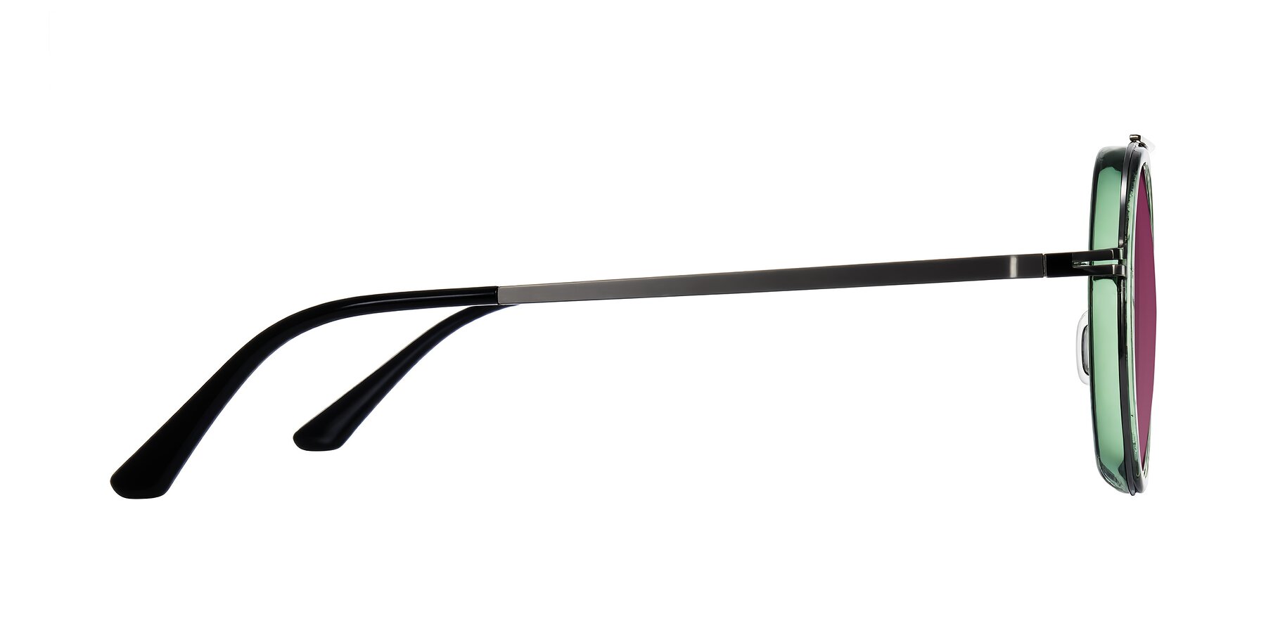 Side of Lodovico in Transparent Green with Wine Tinted Lenses