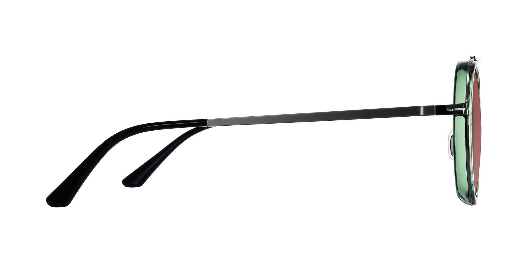 Side of Lodovico in Transparent Green with Garnet Tinted Lenses