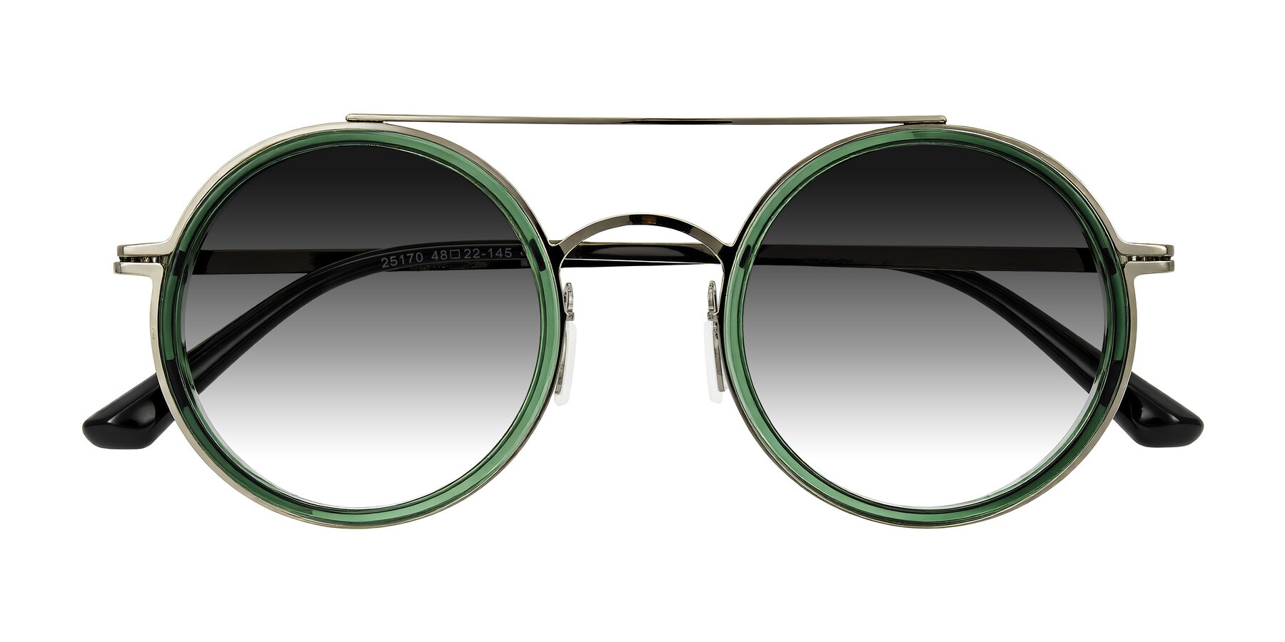 Folded Front of Lodovico in Transparent Green with Gray Gradient Lenses