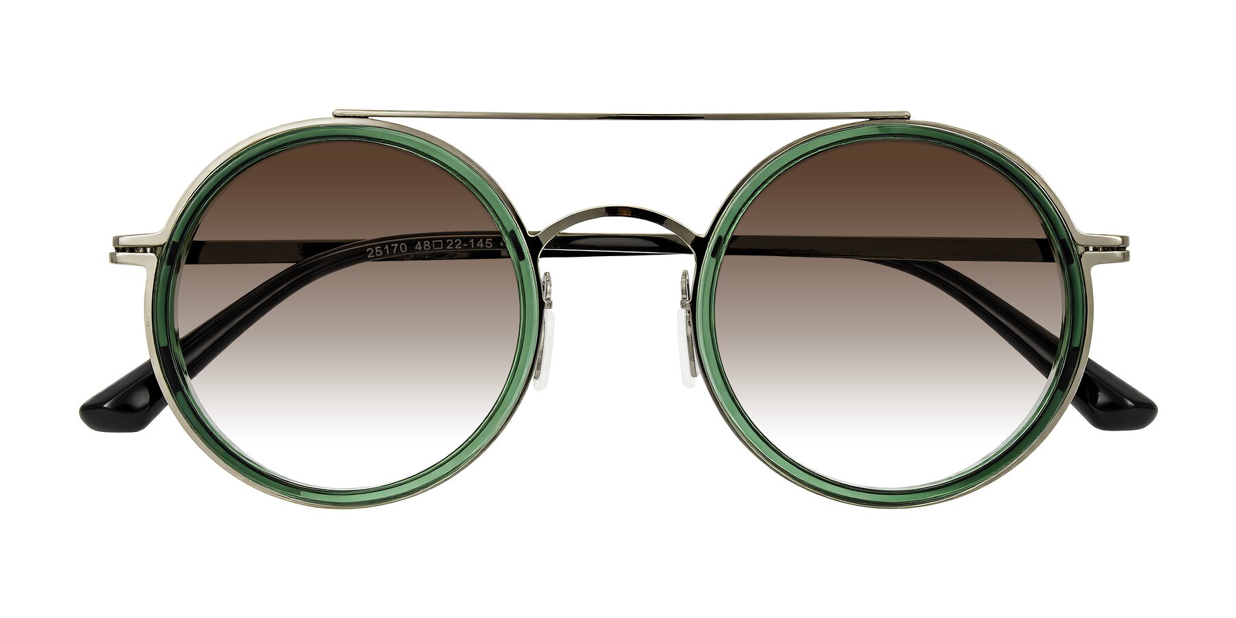 Folded Front of Lodovico in Transparent Green with Brown Gradient Lenses