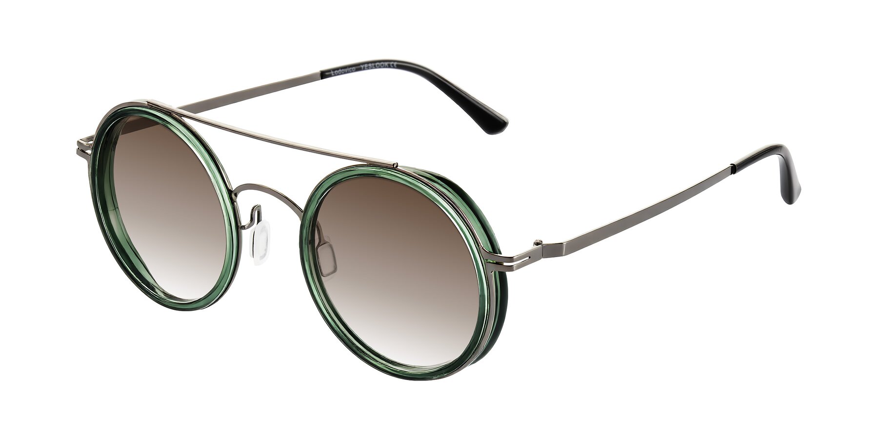 Angle of Lodovico in Transparent Green with Brown Gradient Lenses