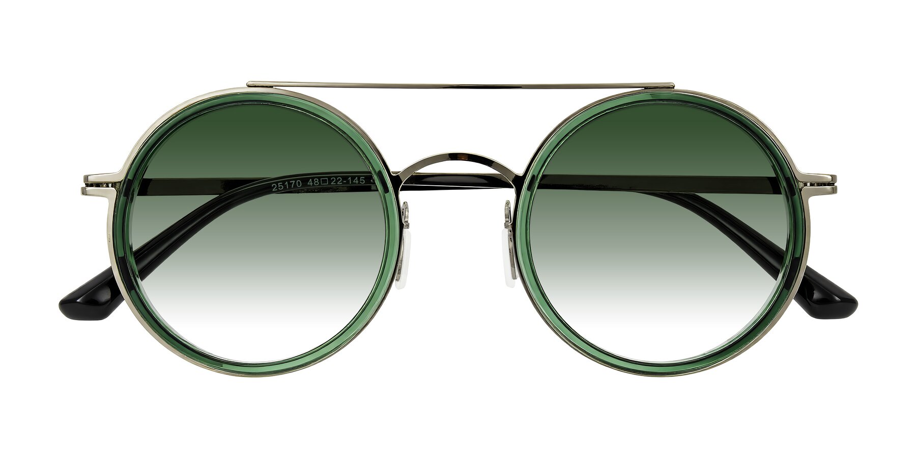 Folded Front of Lodovico in Transparent Green with Green Gradient Lenses