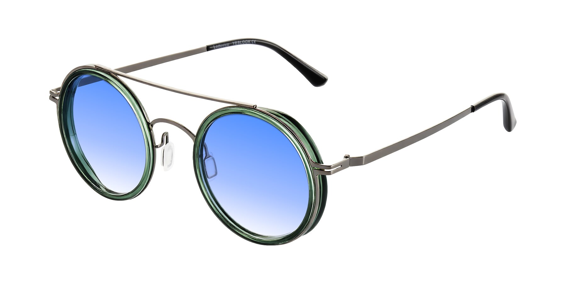 Angle of Lodovico in Transparent Green with Blue Gradient Lenses