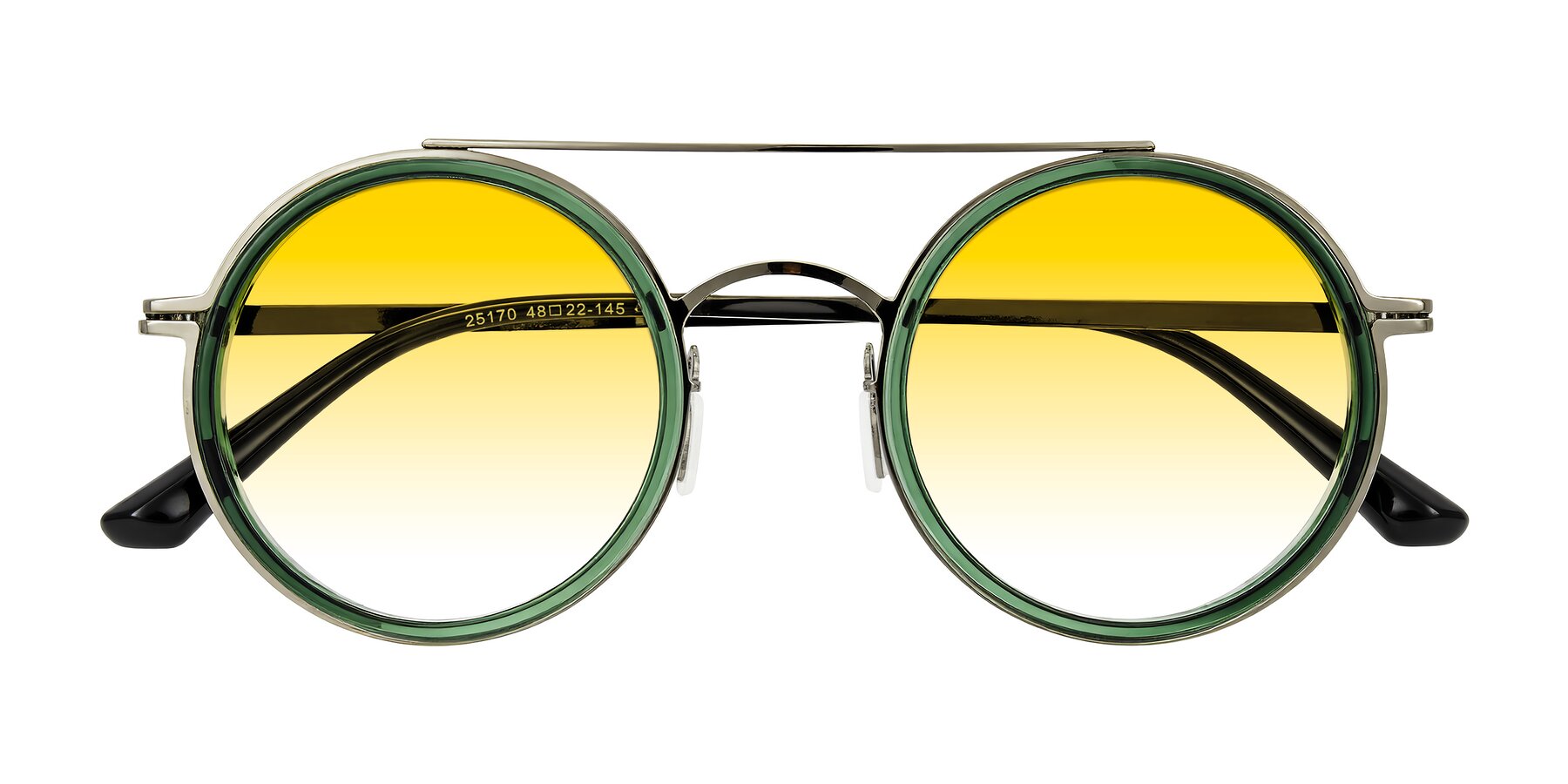 Folded Front of Lodovico in Transparent Green with Yellow Gradient Lenses