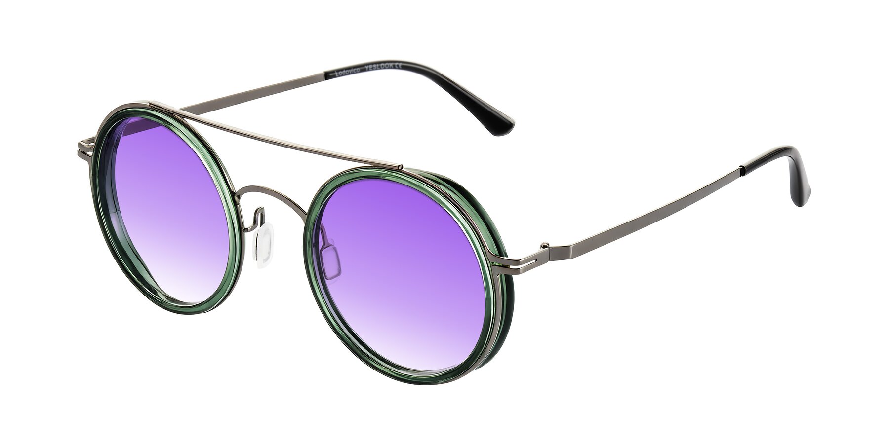 Angle of Lodovico in Transparent Green with Purple Gradient Lenses