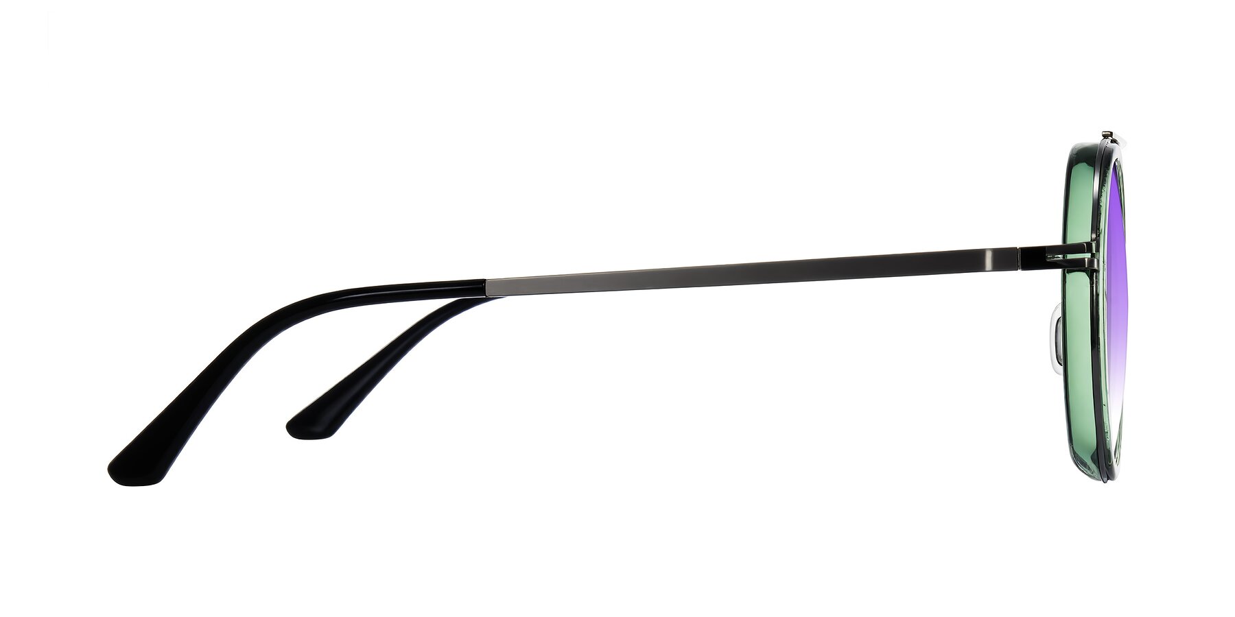 Side of Lodovico in Transparent Green with Purple Gradient Lenses