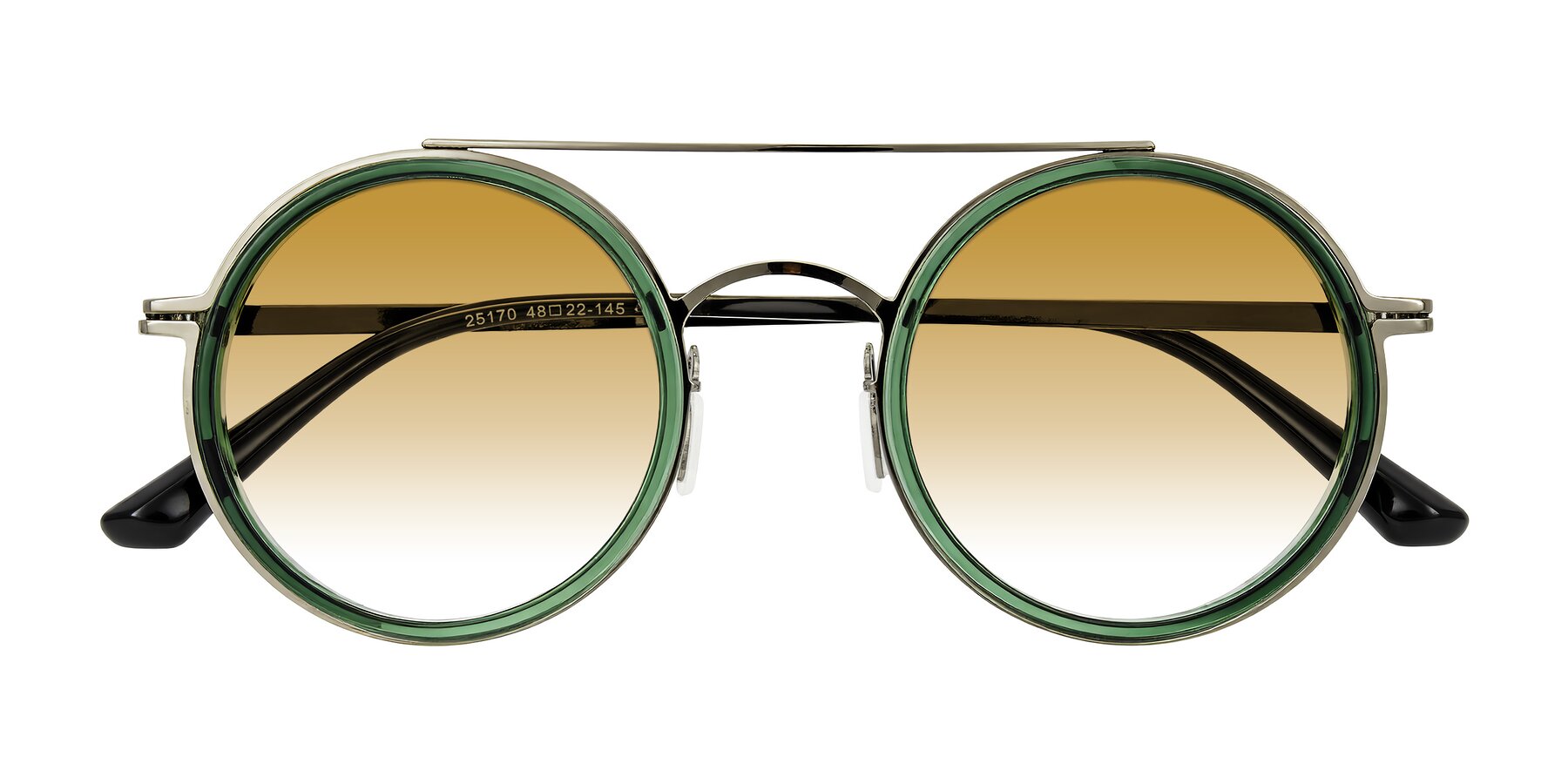 Folded Front of Lodovico in Transparent Green with Champagne Gradient Lenses