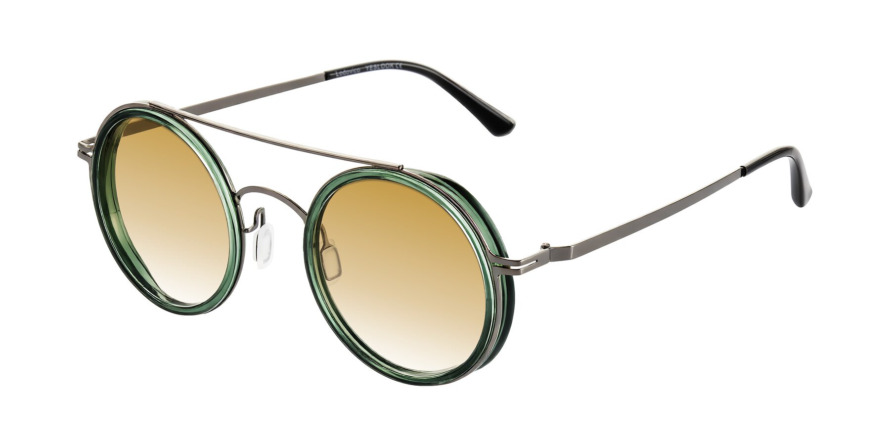 Angle of Lodovico in Transparent Green with Champagne Gradient Lenses