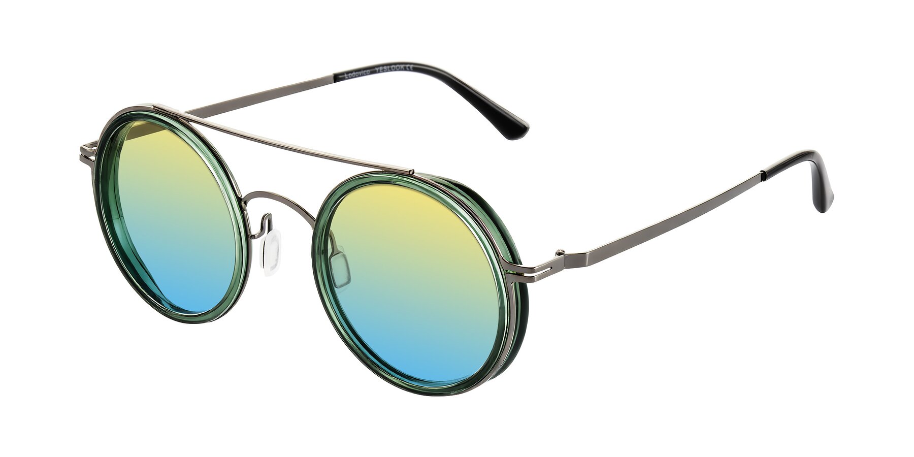Angle of Lodovico in Transparent Green with Yellow / Blue Gradient Lenses