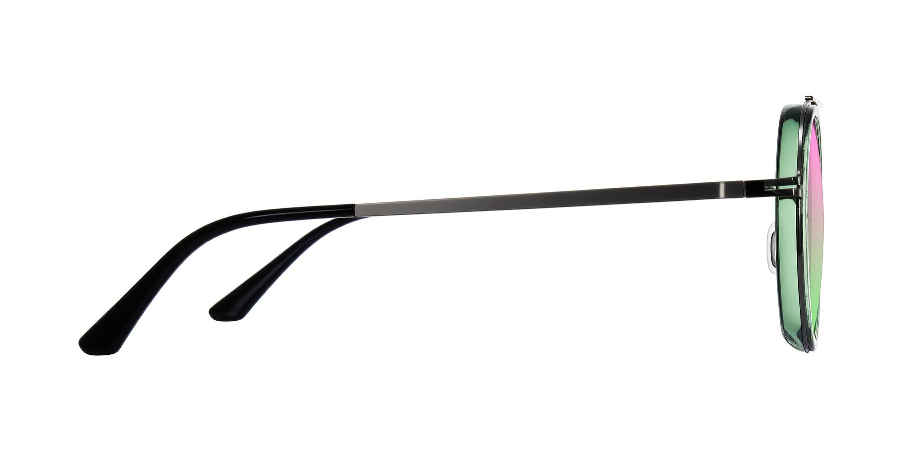 Side of Lodovico in Transparent Green with Pink / Green Gradient Lenses