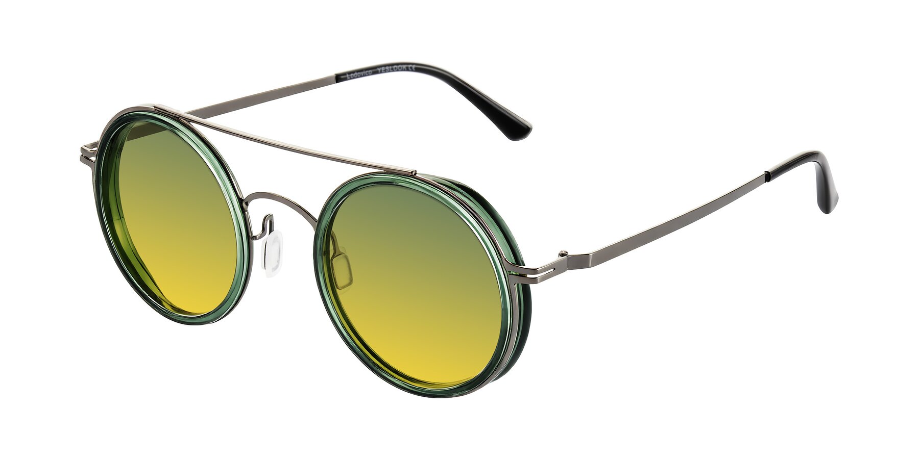 Angle of Lodovico in Transparent Green with Green / Yellow Gradient Lenses