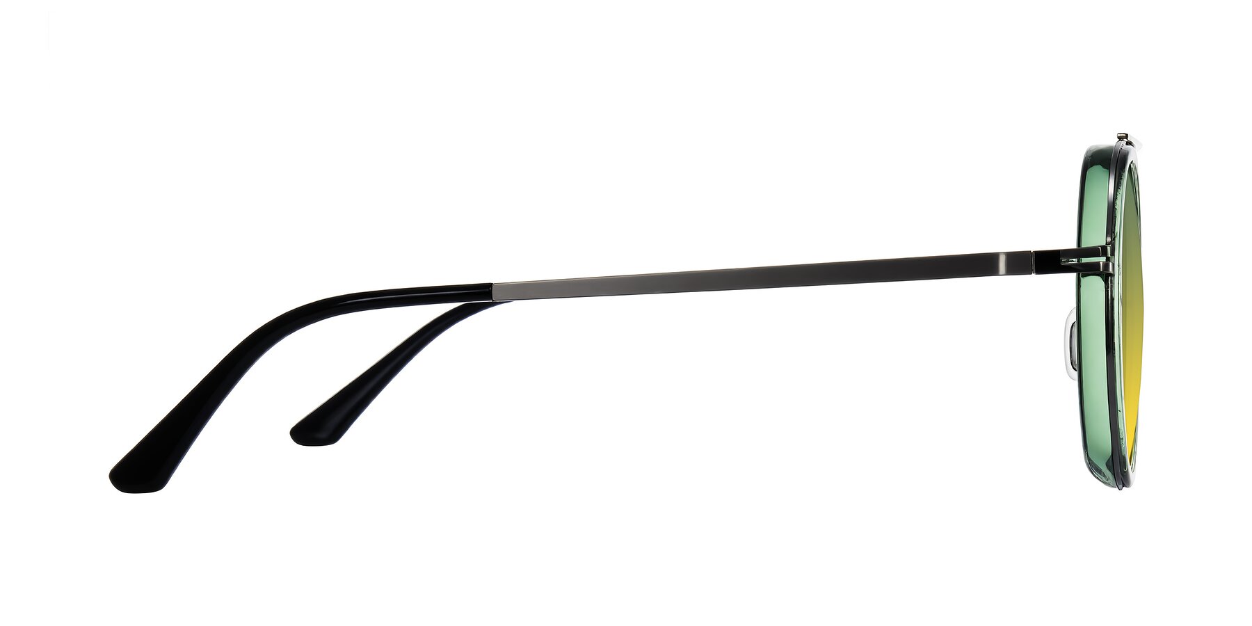 Side of Lodovico in Transparent Green with Green / Yellow Gradient Lenses