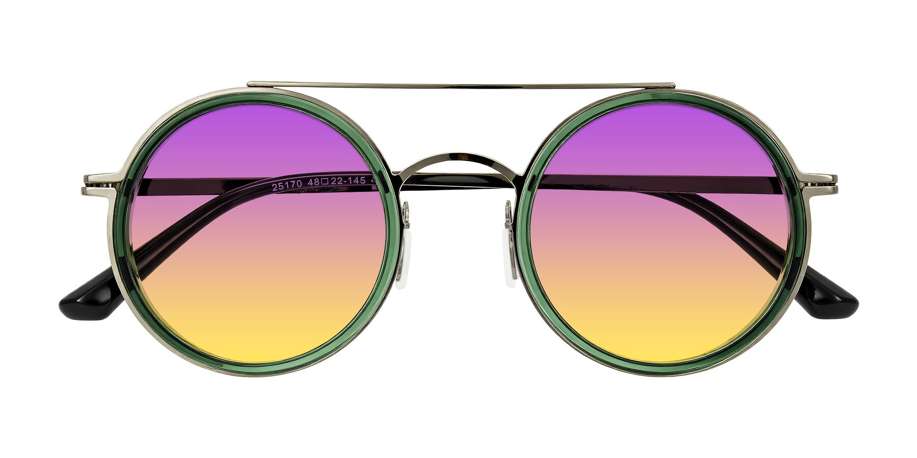 Folded Front of Lodovico in Transparent Green with Purple / Yellow Gradient Lenses